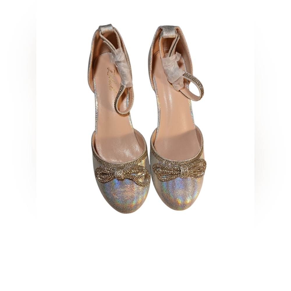 NWT Liheels Holographic Shoes W Rhinestone Size 3